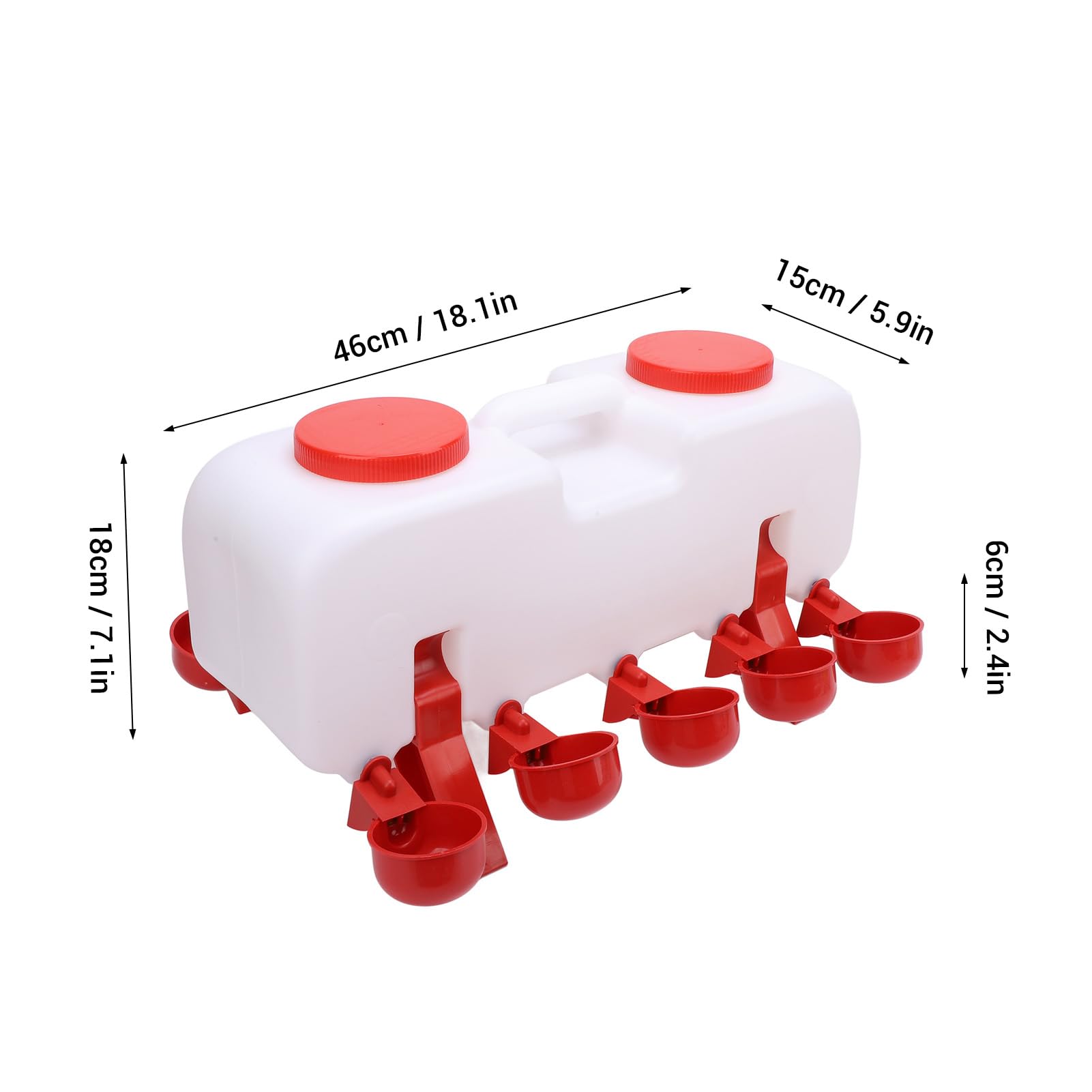Bebedero automático de pollo con 10 tazas y extensión de manguera, alimentador de plástico para pollos, patitos, palomas