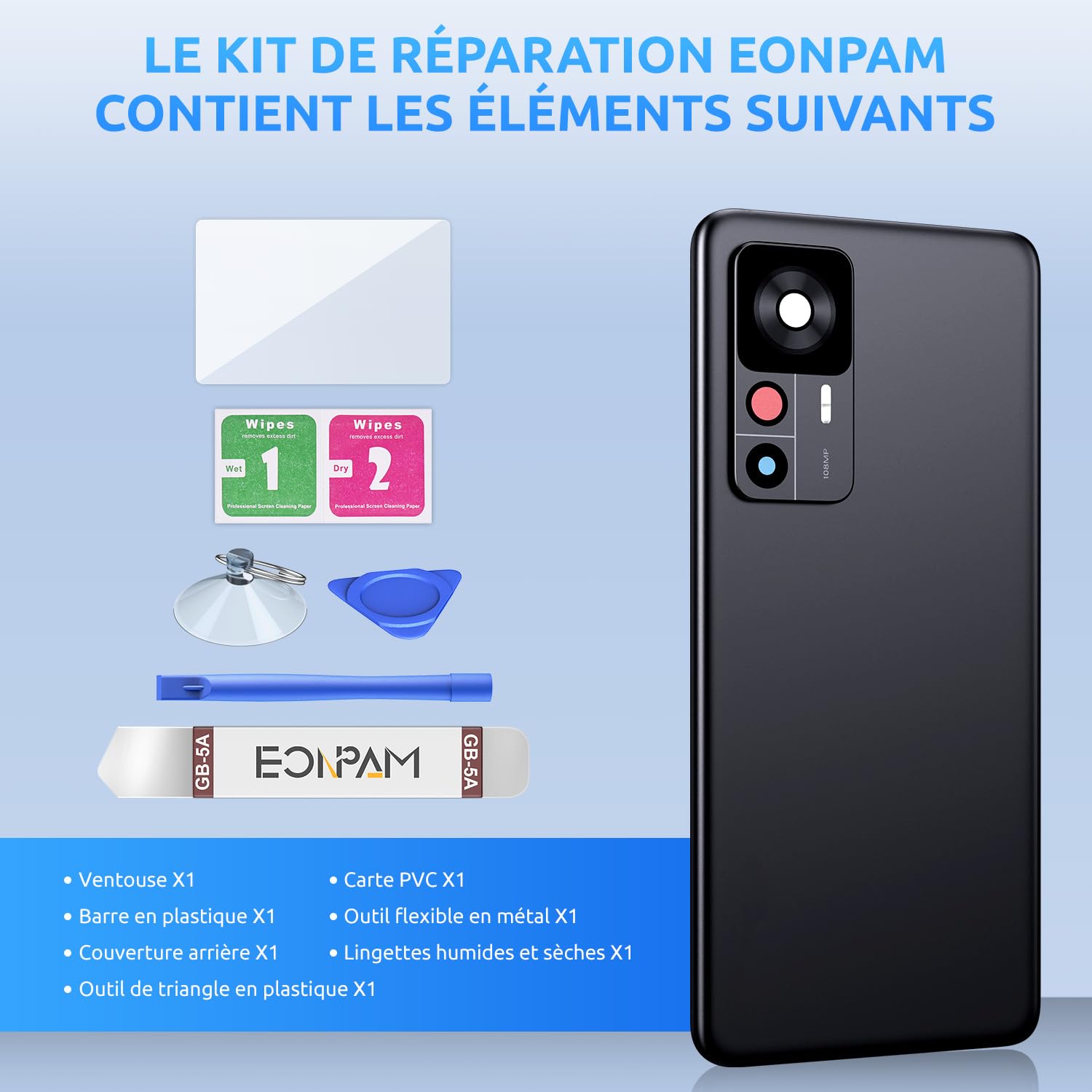 Vitre Arrière Cache Batterie pour Xiaomi 12T 22071212AG Noir