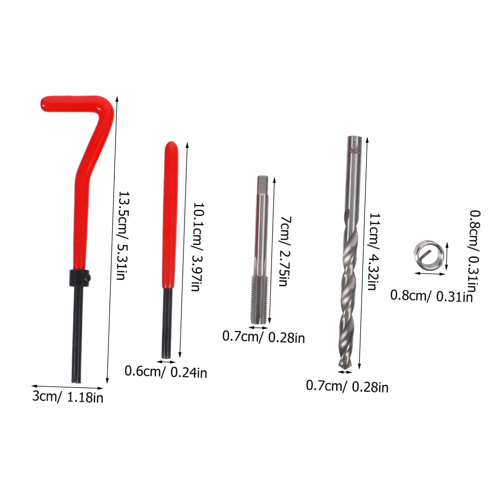 Alipis Thread Repair Kit 25 Thread Inserts M7 Size Helicoil Tool Easy to Use for Wood Metal