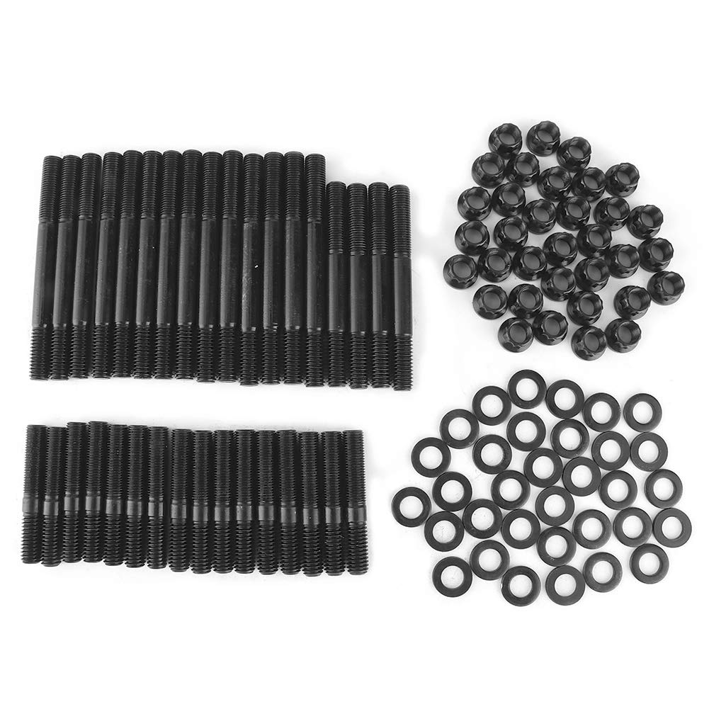 Kit di prigionieri per testata in acciaio al cromo-molibdeno per motori serie SBC. Elementi di fissaggio per testata in acciaio al cromo-molibdeno 8740 ad alta resistenza.