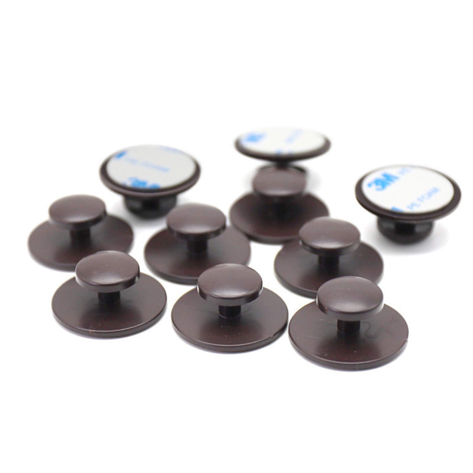 Booluee 10 Pcs Self-Stick Drawer Knobs Instant 3M Cabinet Knobs Handle Helper Kitchen Sliding Door Window Drawer Auxiliary Pulls Convenient Opening Stick-on Handles (Coffee)