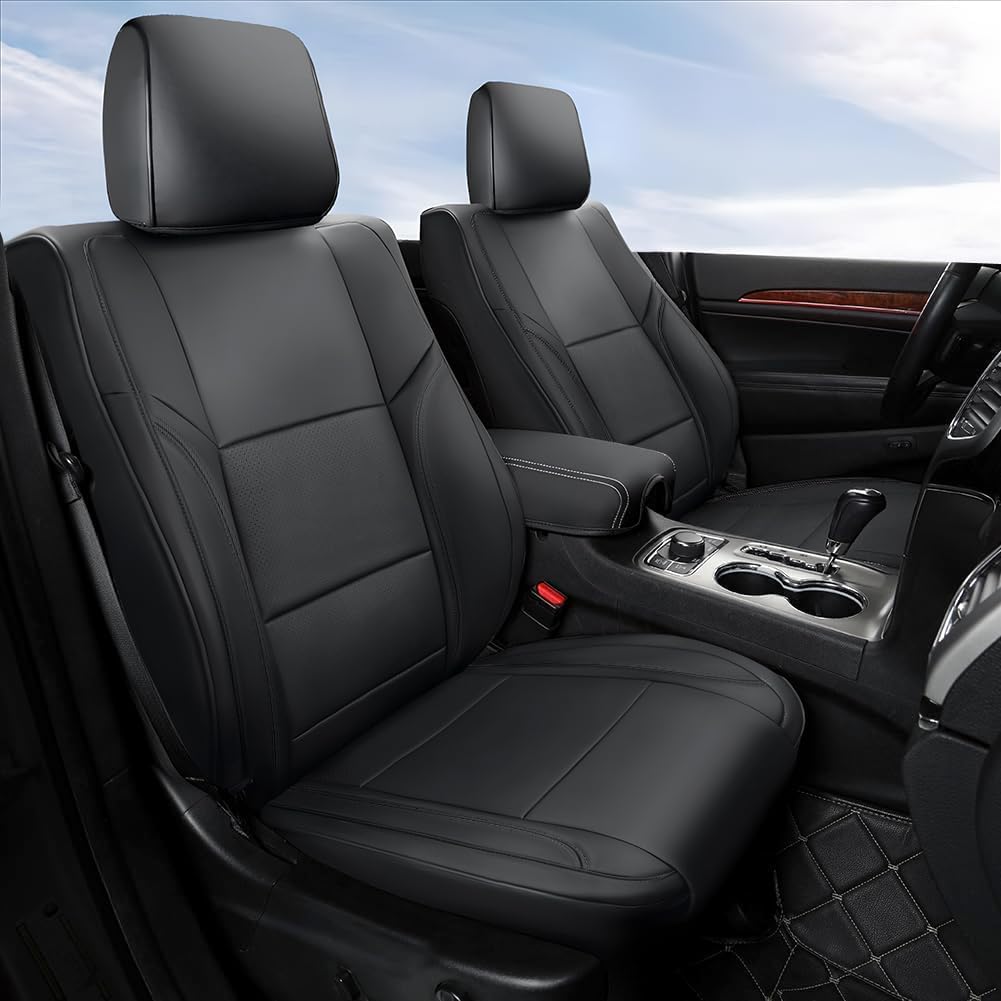 GIANT PANDA Custom Fit Charger Leather Car Seat Covers for Dodge Charger SXT GT RT Sport Seats 2015-2023, Not fit Base/Performance Seats, Full Set (Black)