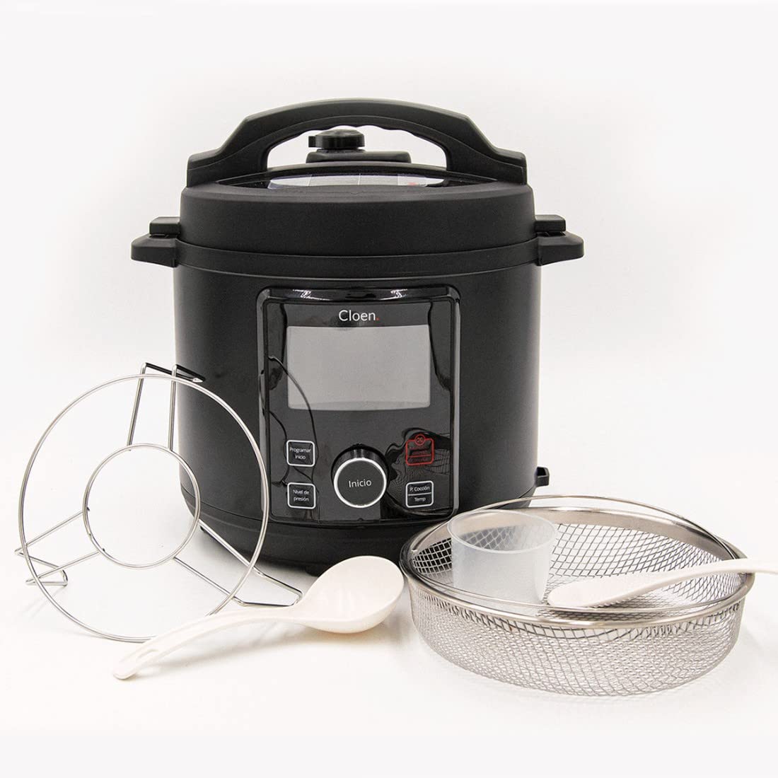 Robot de cocina 2 en 1, Olla programable Foodie Pot y Freidora sin aceite Foodie Fryer Lid, 9 electrodomésticos en 1, Capacidad 6L, 1300W, 3 niveles de potencia, 2 tapas programables.