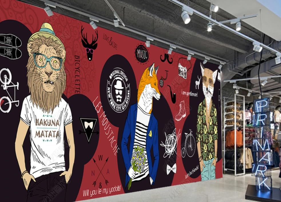 Papier Peint Intissé Café Abstrait Animaux 200x140cm Poster Géant Mural Prêt à Poser