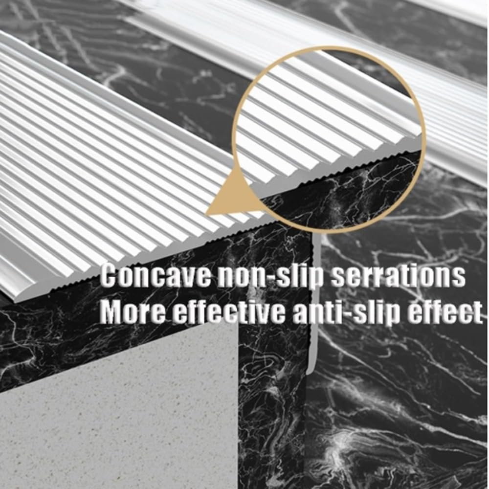 5 Piezas de Perfil de Aluminio para escaleras, Protector de Borde en Forma de L, moldura Antideslizante para escaleras de 2" de Ancho para escalones de baldosas/Madera (Gris, 120 cm x 47")
