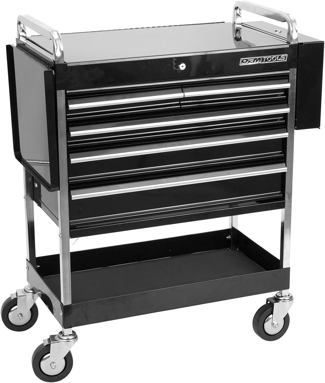 OEMTOOLS 24963 30-Inch 5 Drawer Service Cart, Black, Mechanic Tool Box, Rolling Storage Cabinet, Tool Box with Wheels, Storage for Garage Organization
