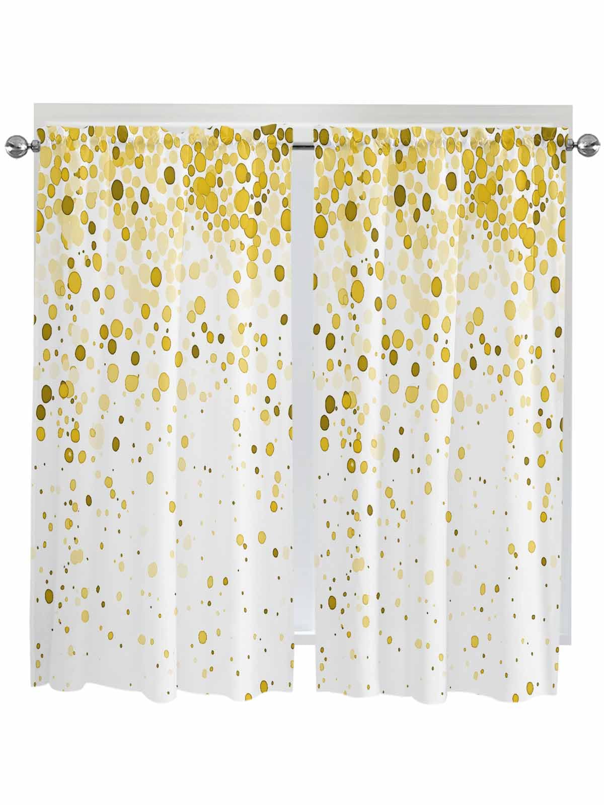 Brilaentre Yellow Polka Dot Bedroom Curtains 63 Inches length, Abstract Modern Art Dots Watercolor Window Treatment Curtain Drapes, Rod Pocket Curtain