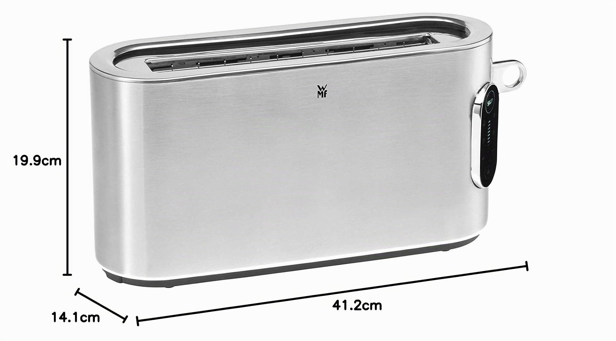 WMF Lumero - Tostapane a 2 fette, con inserto per panini, XXL, tostapane unilaterale, pulsante a 1 disco, 10 livelli di doratura, in acciaio inox opaco
