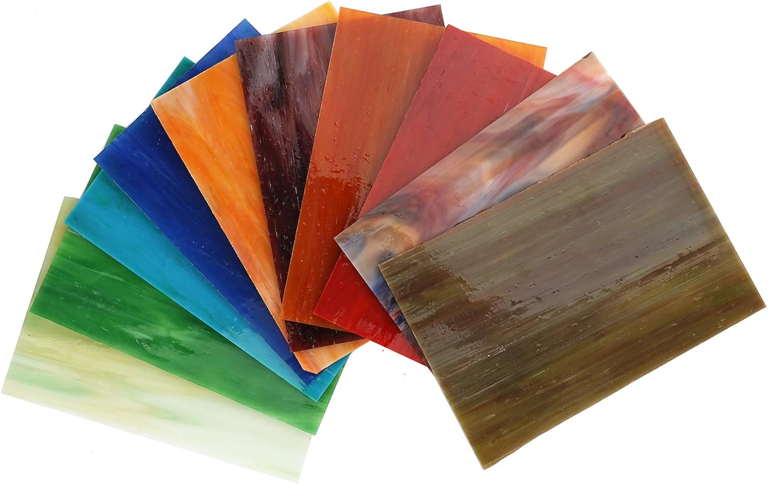 Lanyani 10 Sheets Variety Streaky Glass Packs 4 x 6 inch Cathedrals Stained Glass Sheets for Mosaic Tiles Crafts,Mixed Colors