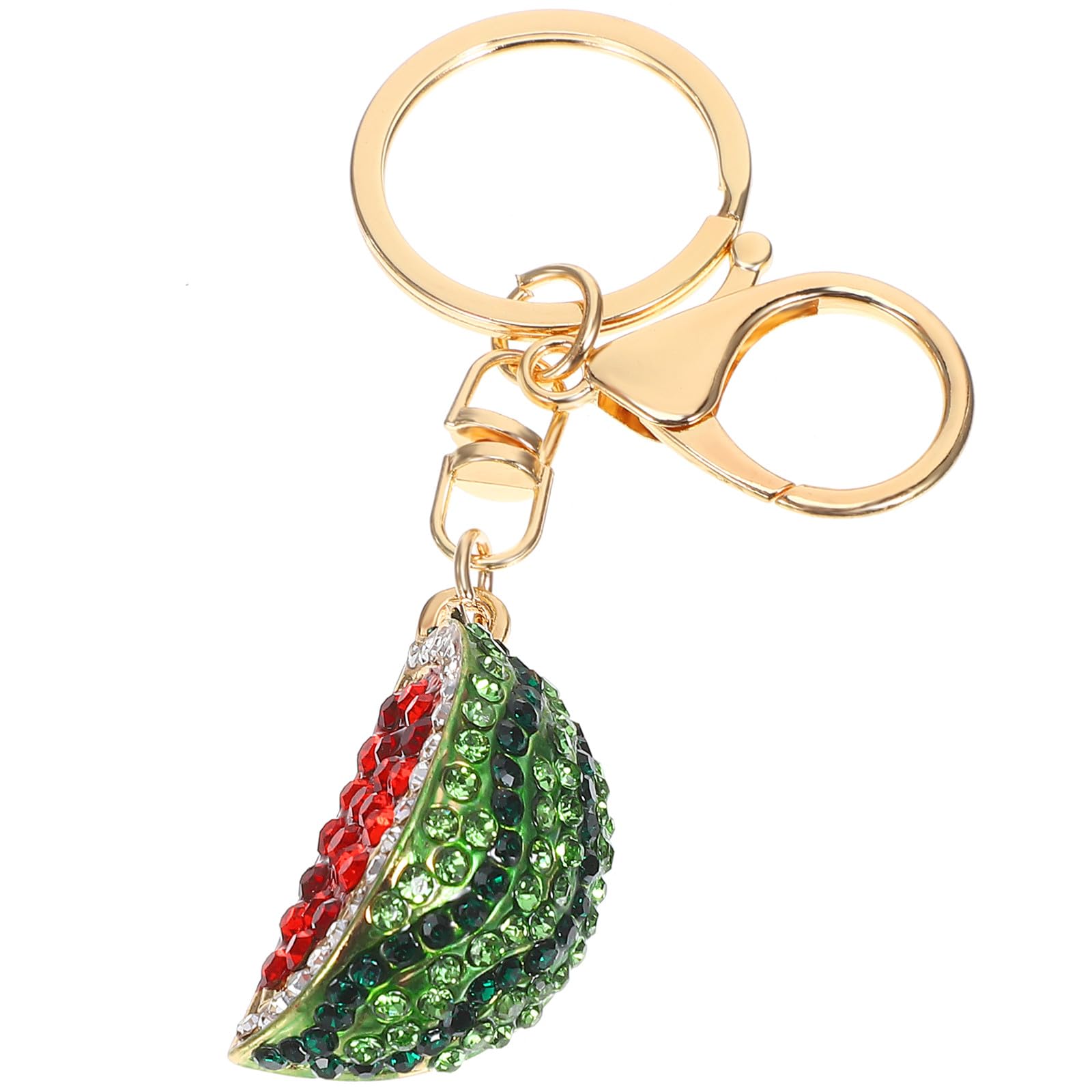 Glänzender Wassermelonen Schlüsselanhänger aus Legierung Niedlicher Strass Fruchtanhänger Robuster Gepäck und Taschenanhänger für Frauen und Mädchen