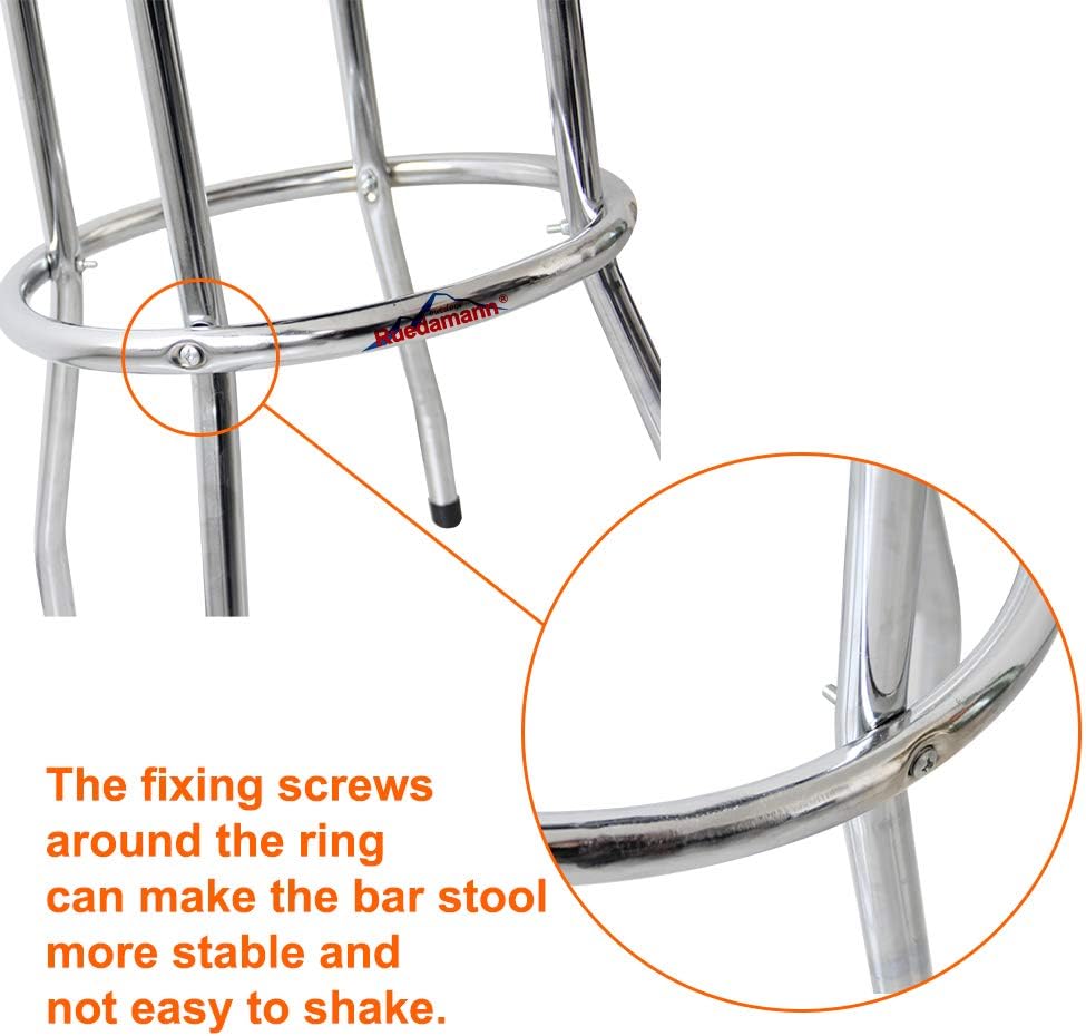 ❤ Crаzу Dеаlѕ Ruedamann 29" L Iron Backless Swivel Bar Stool,Holds Up to 300 lb,Shop Stool with Black Leather Padded Chrome Frame, Black (RDB2002B-L)