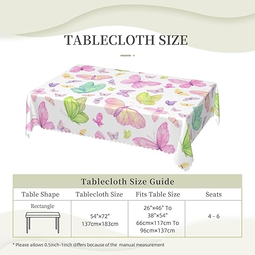 Miniatura 5 de Aimeryup Colorful Butterfly Table Cloth Rectangle Table,Waterproof Tablecloth Rectangle Table Cloth Tablecloths for 6 Foot Rectangle Tables manteles