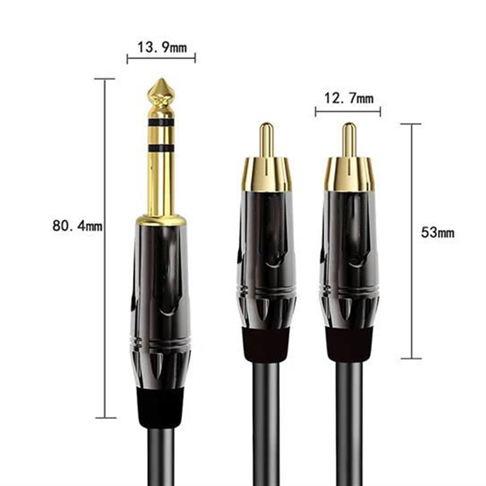 Amazon | オーディオライン 6.35mmから2 RCAオーディオケーブル 6.5mm