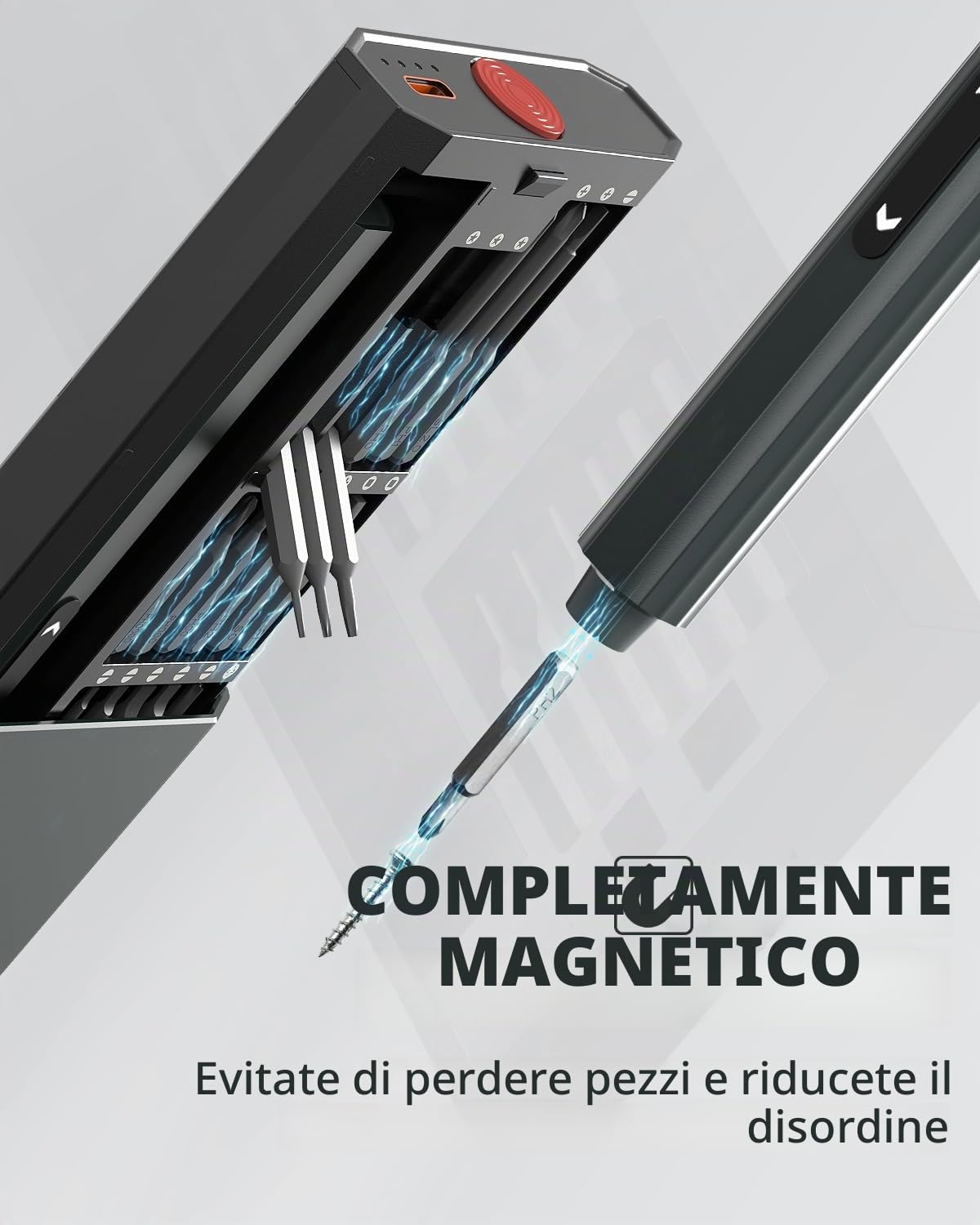 mini cacciavite elettrico, set di cacciaviti di precisione con punte magnetiche 48 in 1, luce LED, contenitore magnetico, adatto per la riparazione di PC, telefono, orologio, laptop