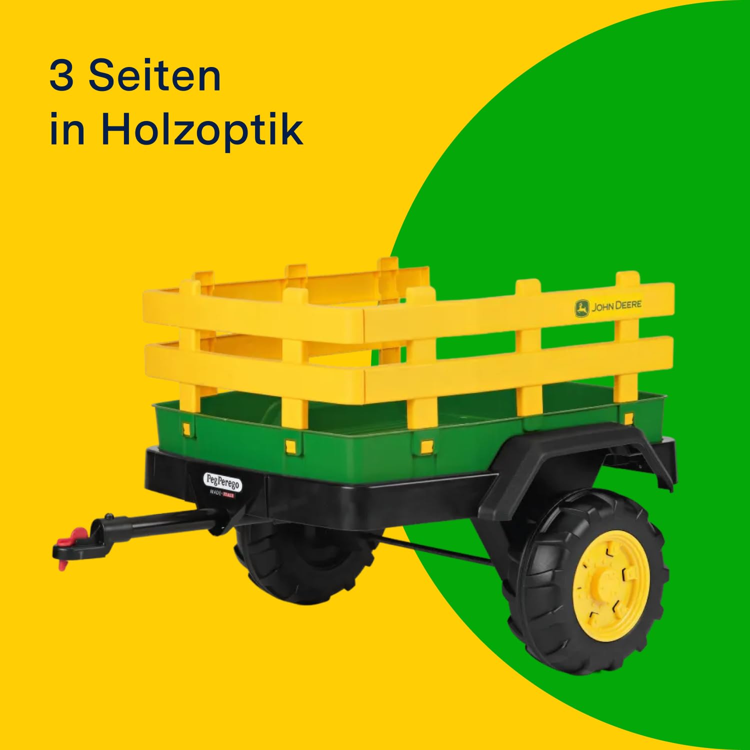 PEG John Deere Dual Force Trailer – Zweirad-Anhänger für Elektro-Traktoren, Große Ladekapazität bis 30 kg, Zubehör für Kinder ab 2 Jahren