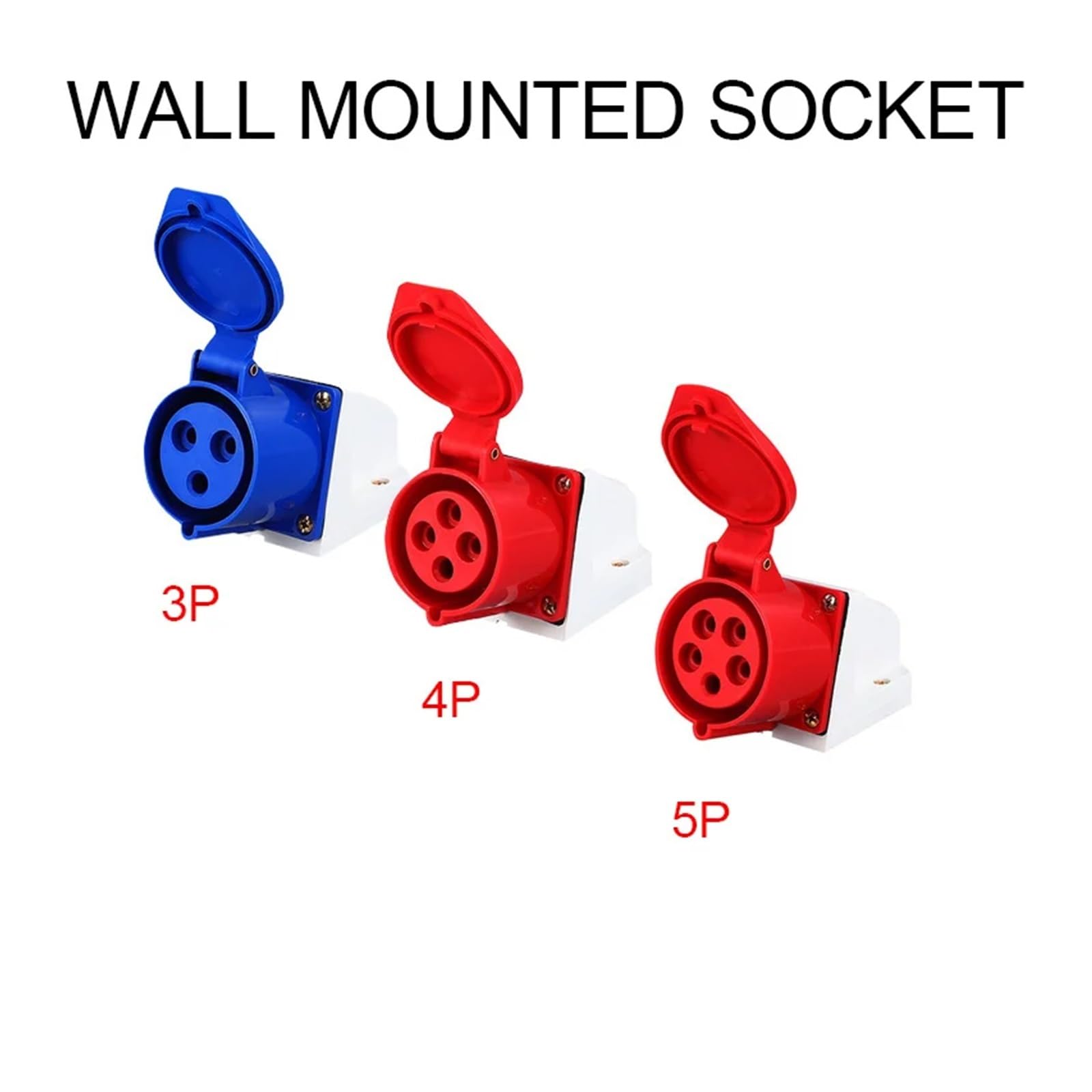 Enchufe industrial de 5 pines, 3 núcleos, 3P/4P/5P, conector eléctrico pared IP44, 16A, 32A, 220V, 380V, 415V, macho/hembra(Wall Mounted Socket,16A,4P)