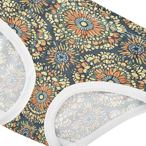ZZKKO Retro Mandala Yellow Pattern Girls Underwear Toddler Panties for Girls Comfort Brief Size 2-8T3
