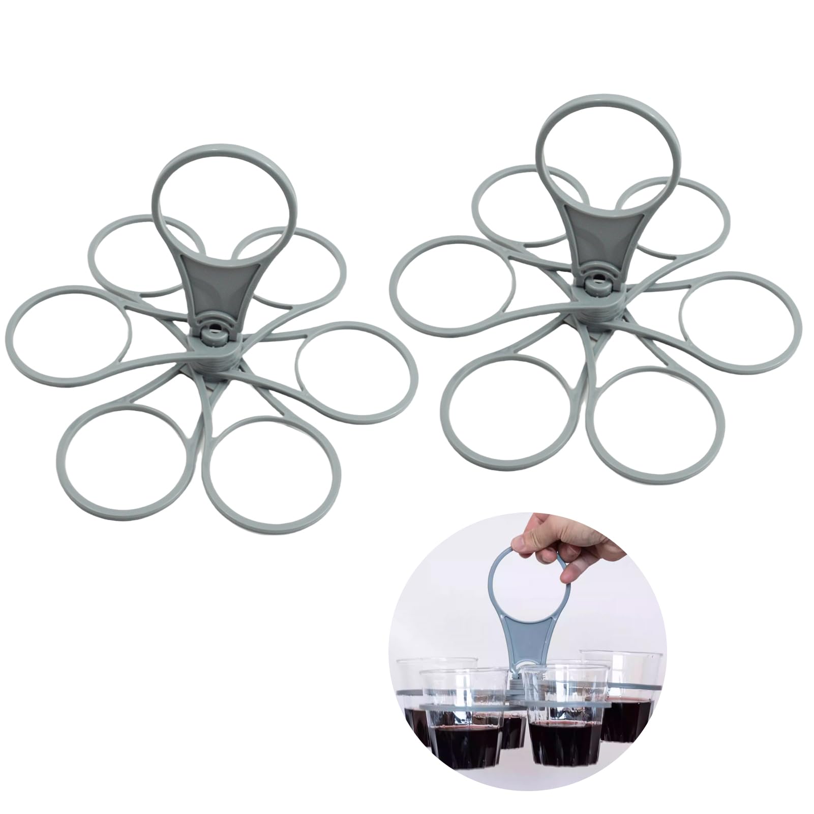 2 PCS Porte-Gobelets Pliables avec Poignée, Transporter 6 Tasses, Polypropylène Porte-Tasses, Supporte 3 kg, Léger et Portable, Porte-Gobelets pour Bars, Fêtes et Rassemblements