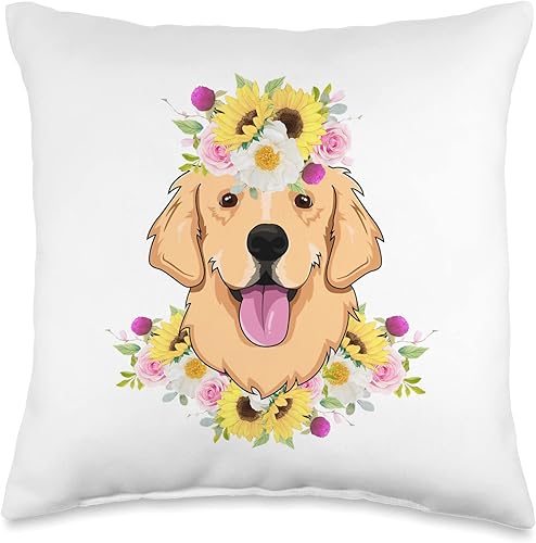 Golden Retriever Gifts For Women Men Kids Spring Golden Retriever - Disfraz floral de primavera para perro, mamá, papá, 16 x 16 pulgadas, multicolor