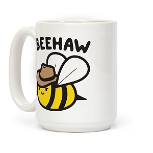 LookHUMAN Bee Coffee Mug - Funny Coffee Mugs Adult Humor Double-Sided Print Ceramic Coffee Cups as Western Coffee
