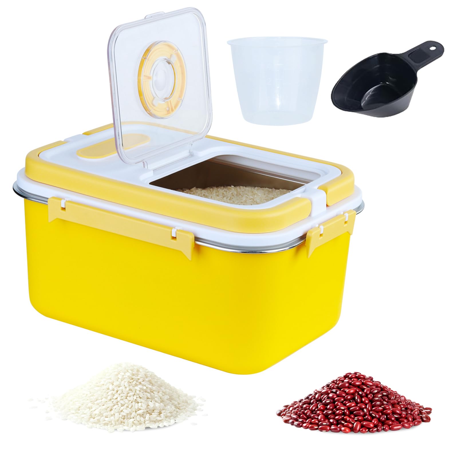 ANMOO 10L Rice Storage Container, Stainless Steel Food Bin, Yellow โ image 1