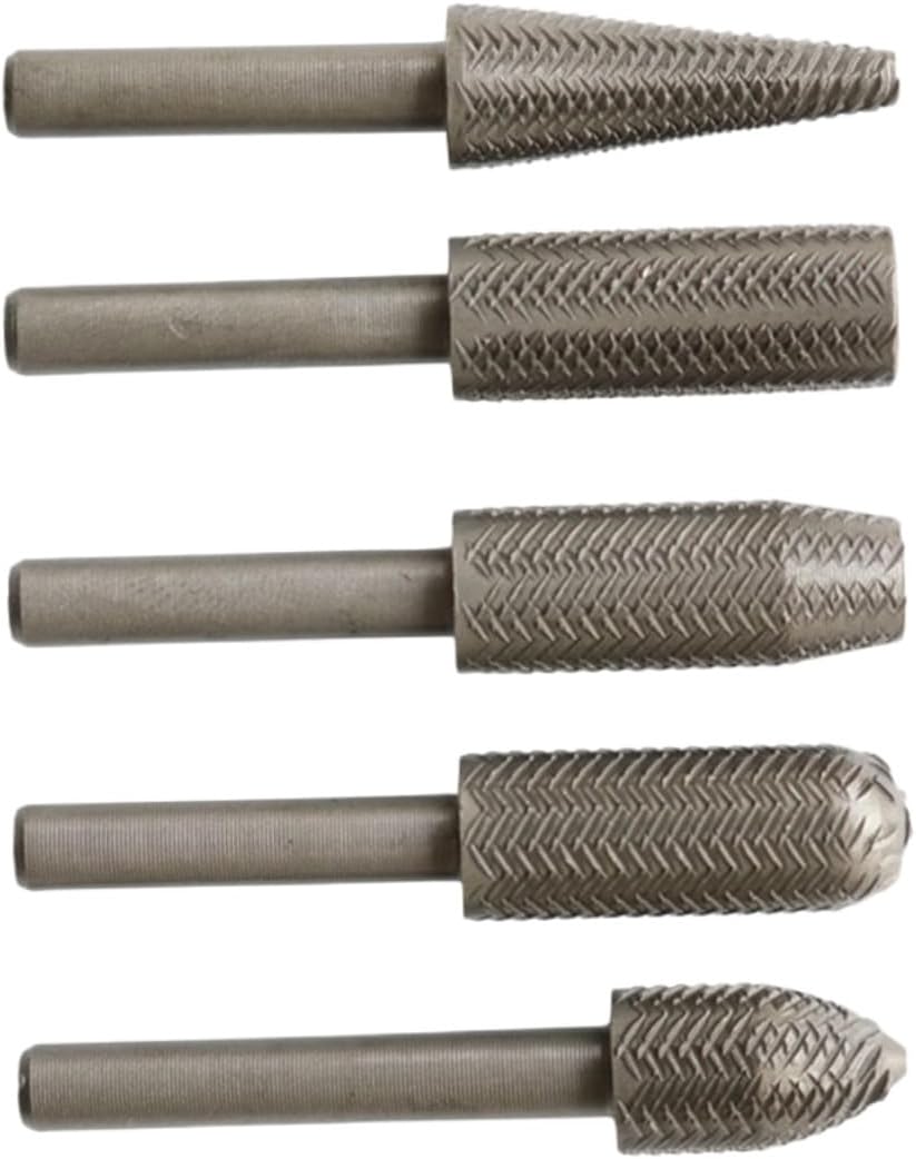 ABOOFAN Electric Rotary File Set Wood Carving Tools Grinding Heads 5-Piece Rotary Drill Bit Set for Precision Polishing and Shaping Suitable for Craftsmen and DIY Enthusiasts