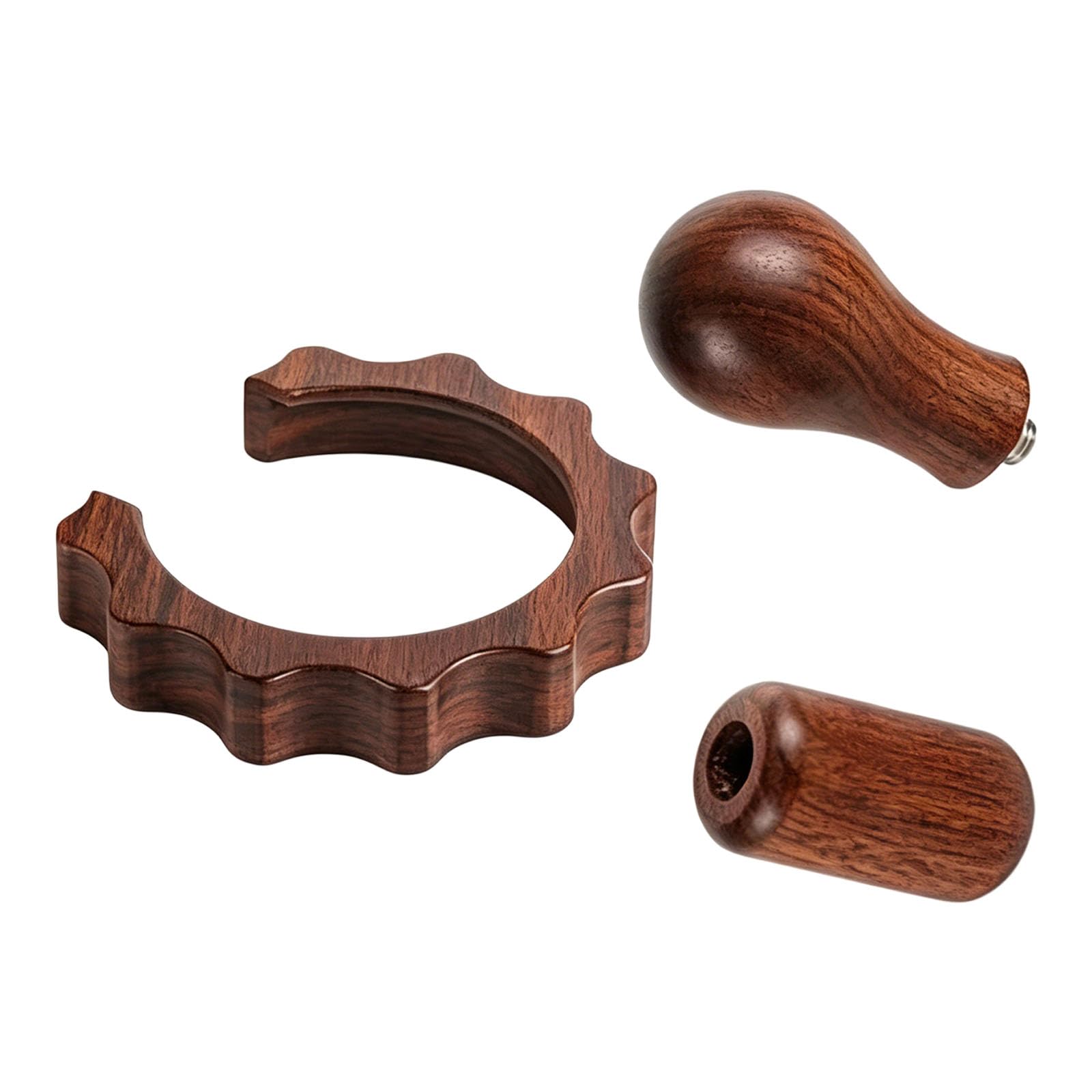 Tsophreniq Complete Walnuts Wood Modification Tool for Espresso Maker Including Handle and Insulating Rings Professional Coffee Upgrades