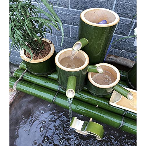 Fontaine de bassin en bambou avec pompe de circulation intégrée