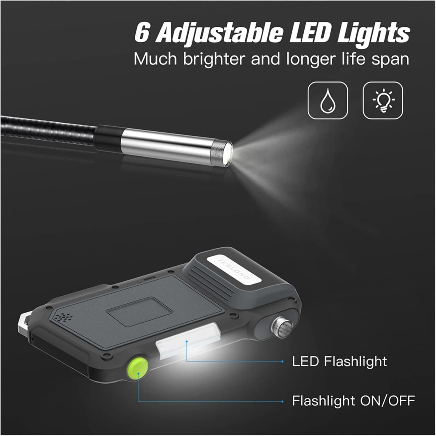 Sewer Camera Digital Inspection Camera 5.0" LCD Screen 7.6mm Diameter 5m Snake Tube Hard Wire Industrial Camera 6 LED IP67 Waterproof (Cable Length : 1M Diameter : 7.6mm) (7.6mm 1M)