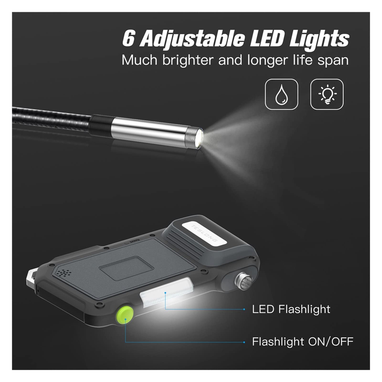 Przemysłowa kamera endoskopowa Cyfrowa kamera inspekcyjna 5.0" LCD Ekran 7.6mm Średnica 5 M Wąż Tube Twarde Drut Przemysłowy Endoskop Kamera 6 LED IP67. Do kontroli rurociągów