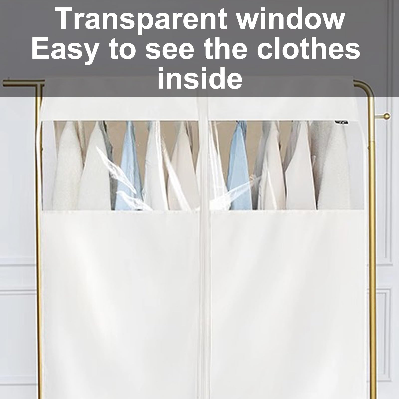 113 cm Kleiderständer Abdeckung, Kleiderschutzhülle mit PVC Fenster, Großes Fassungsvermögen, Geeignet für Kleiderschränke(White,180x113cm/71x44in)