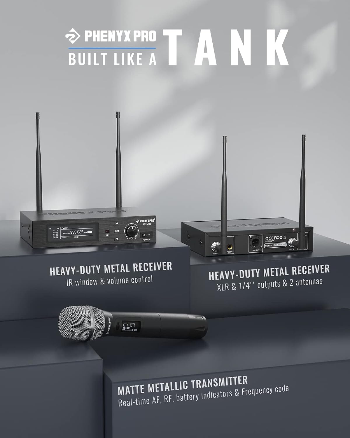 Phenyx Pro True Diversity Wireless Microphone System PTU-1U with Handheld Mic