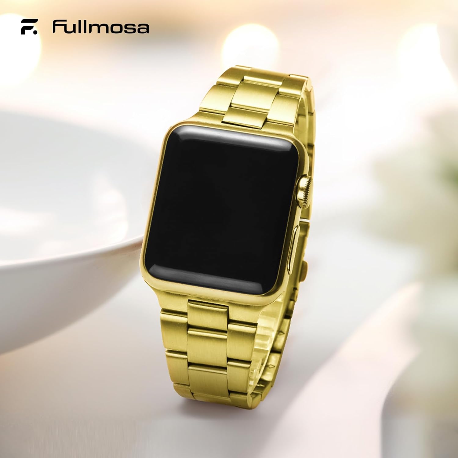 Fullmosa No Tools Needed Compatible with Apple Watch Bands for Women Men 41mm 40mm 38mm, Metal Strap with Case for iWatch Series 9 8 7 6 5 4 3 2 1 SE3/2/1, Golden - Image 7