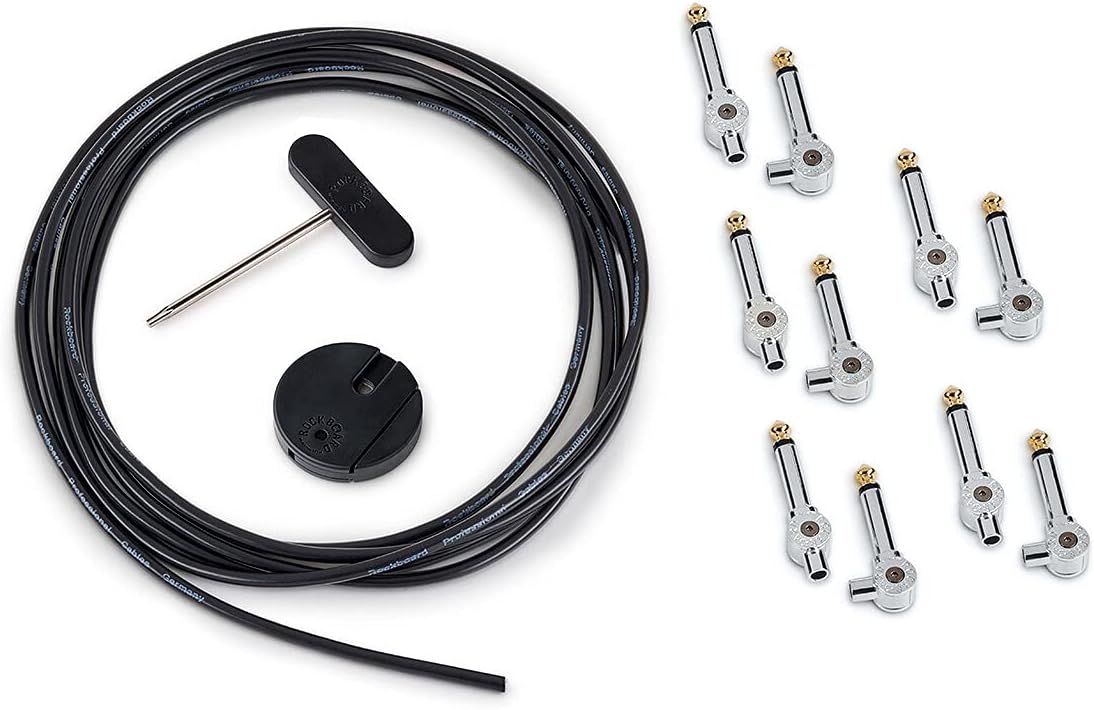 Rockboard Solderless Set, 10 Plug, Cable 0,0,157" Diamter (80 pF/m / 37 mOhm/m) 3 meter / 118,11" - Chrome
