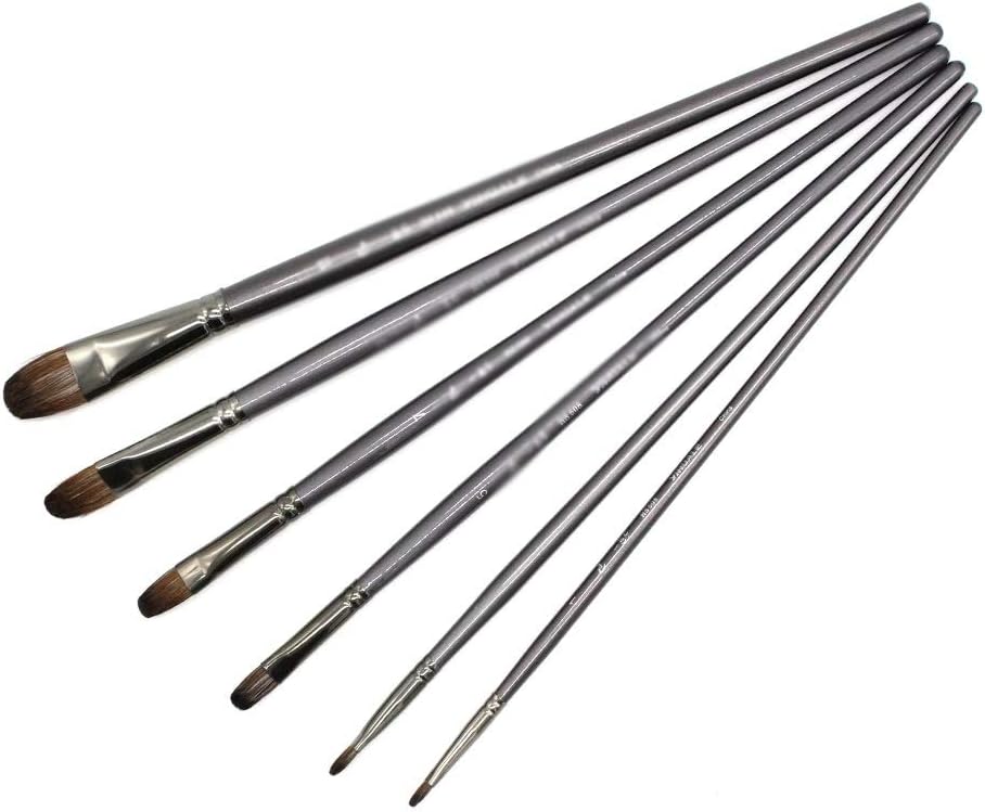 6 pcs/Set Professional Tool Hair Oil Painting Brush Drawing Brush Filbert Pen for Acrylic Painting Art