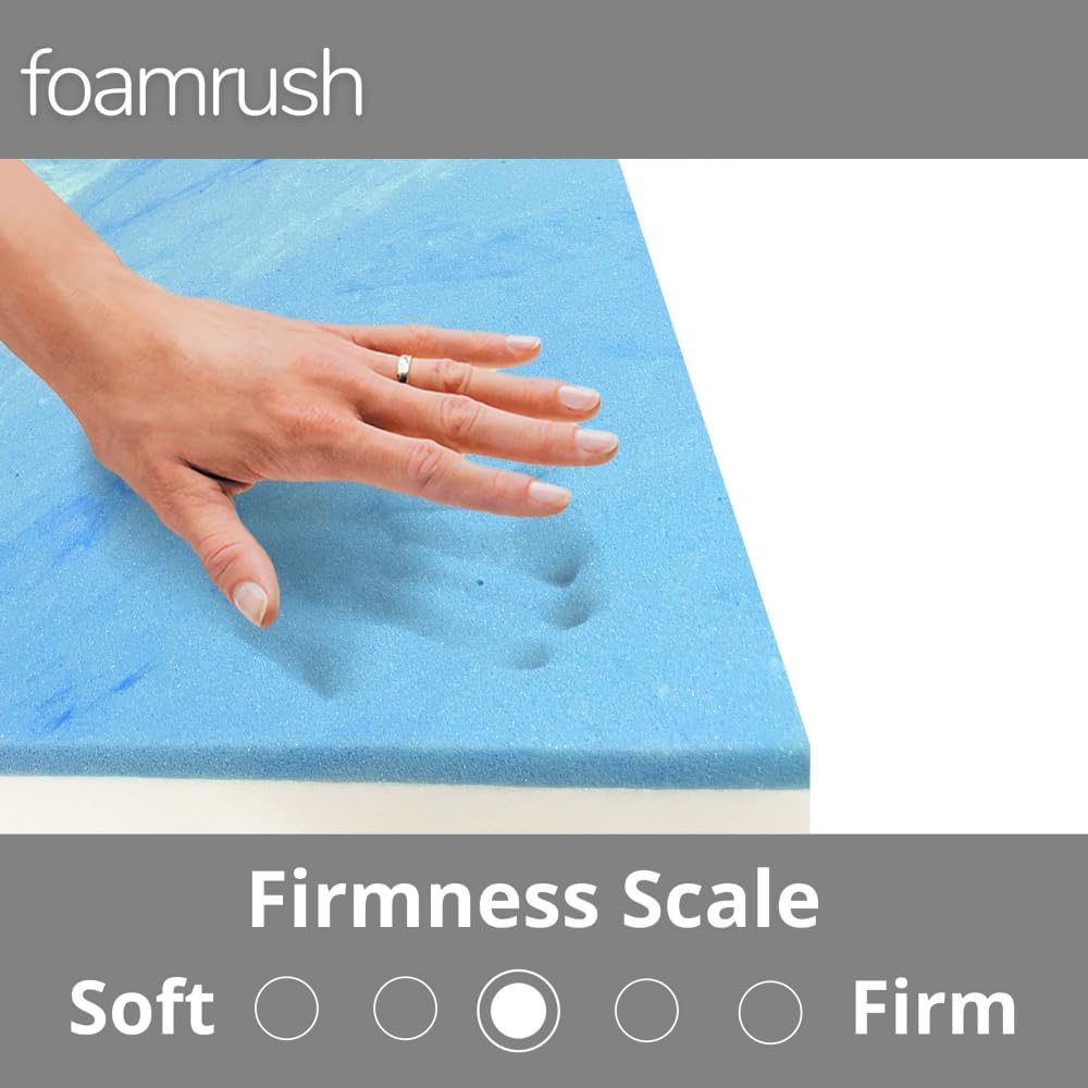 FoamRush Tri-Fold 4-Inch 42" x 80" Bunk RV Mattress Replacement, Gel Memory Foam with Zipper, Foldable, Suitable for Camping, Road Trip, Travel, Home and Frim
