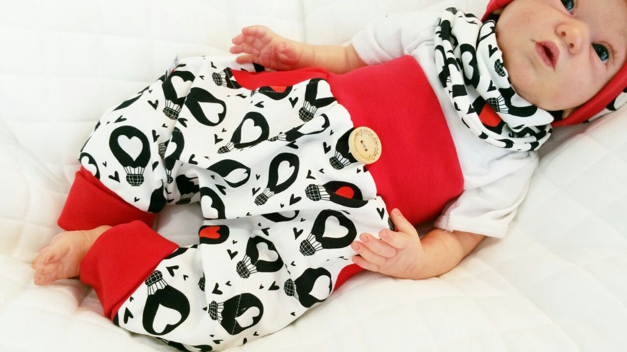 Atelier MiaMia - Pumphose Set Baby Kind von 56, 62, 68, 74, 80, 86, 92, Designer Babyhose Set Limitiert !! Luftballons - 80