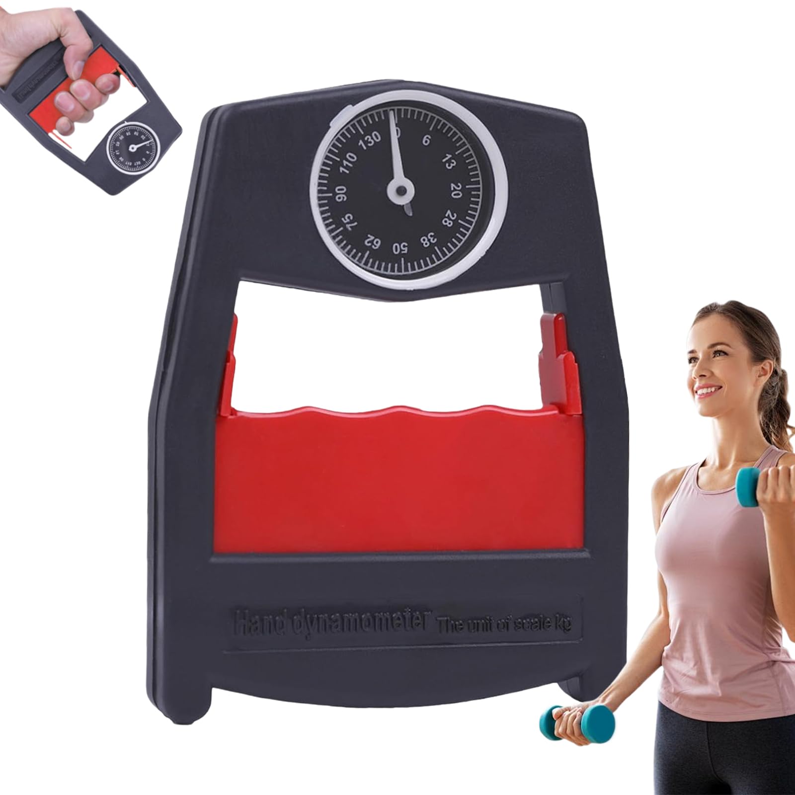 Grip Strength Tester Digital Hand Grip Dynamometer Forearm Strengthener Training Instrument for Personal Records Use (Red)