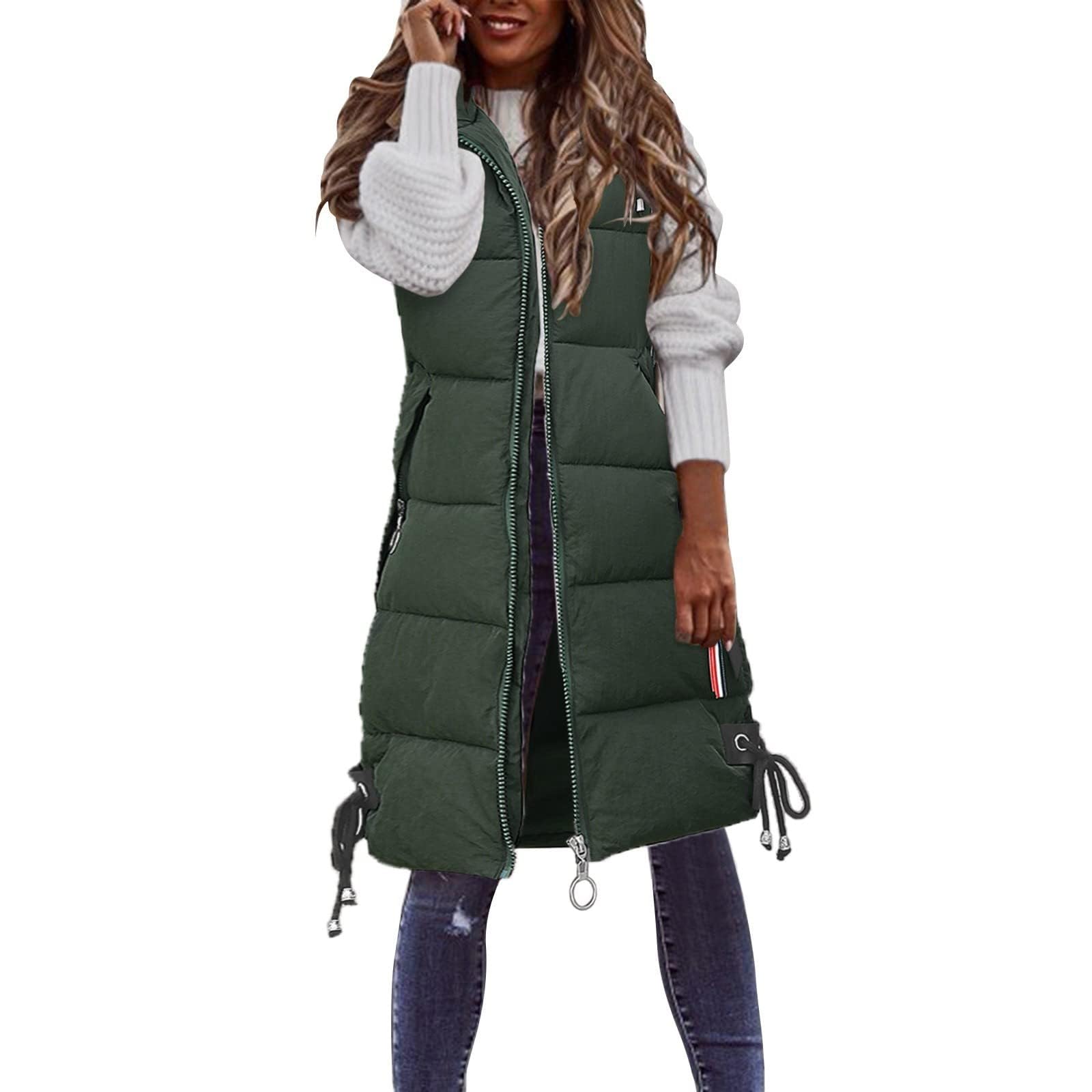 Gilet trapuntato da donna e giacca autunnale, leggero, da donna, caldo cappotto invernale, design con cerniera, elegante gilet con tasche per autunno e inverno