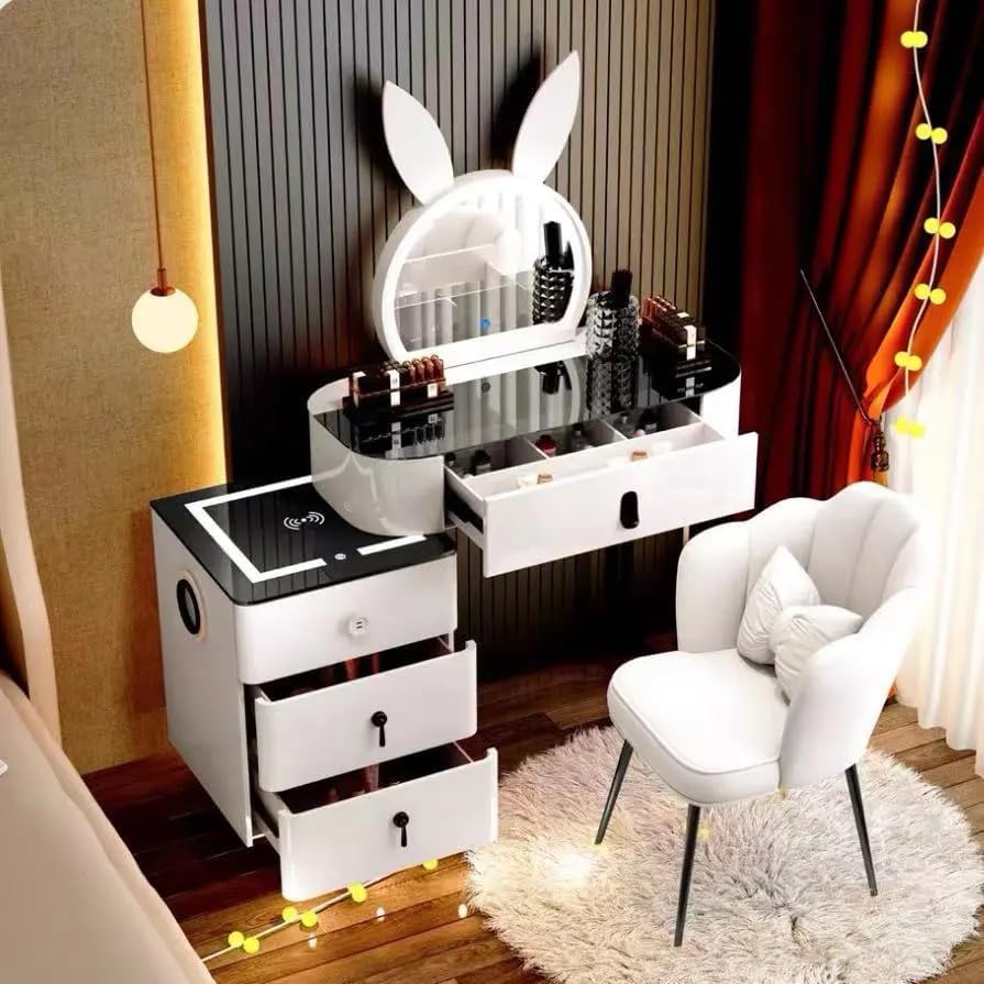 ドレッサー 化粧台 ドレッサーセット 3色調節 鏡台 LEDミラー　WHITE ドレッサー 化粧台 ドレッサーセット 3色調節 鏡台 LEDミラー