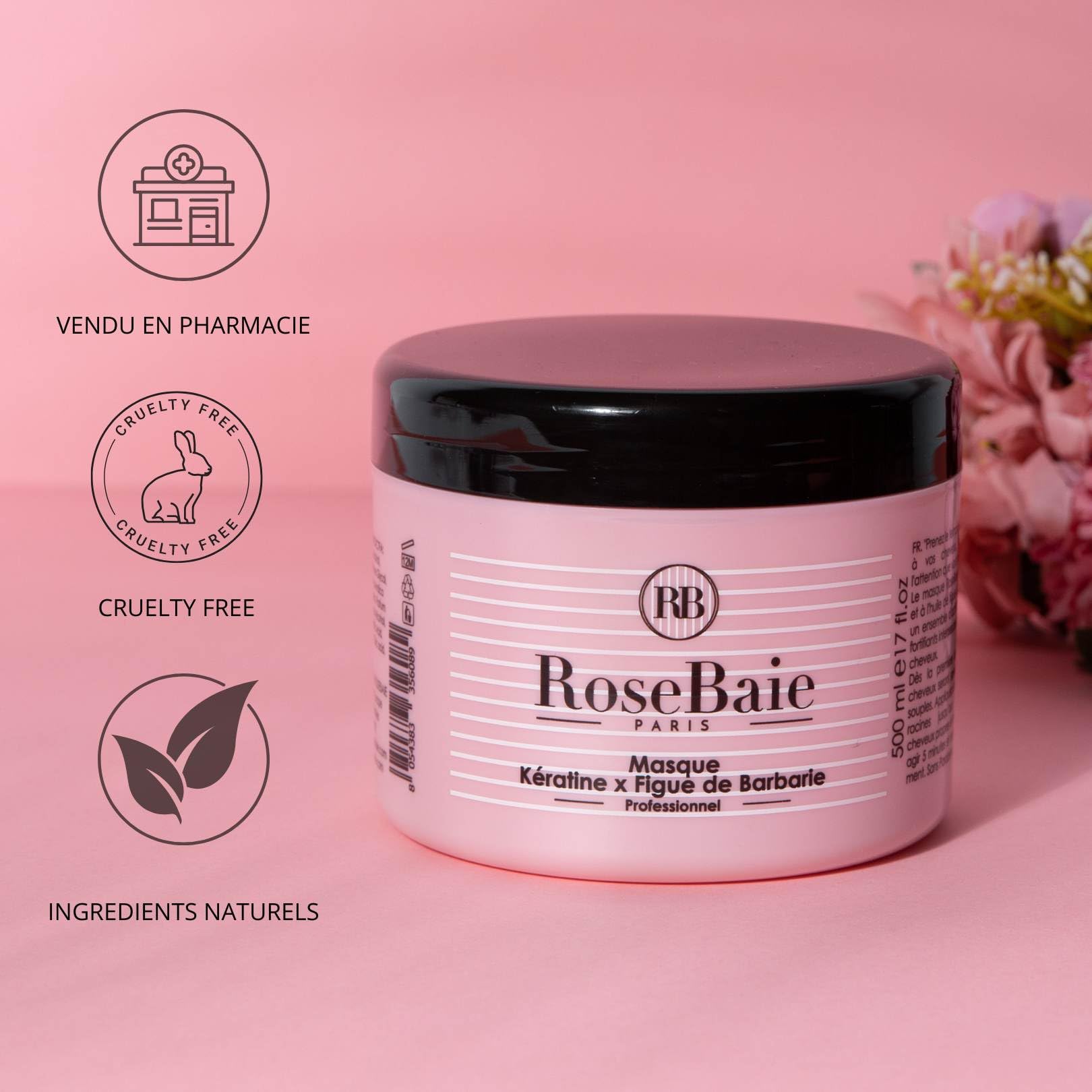 RoseBaie Ma Hair Routine – Cactus Fig – Shampoo 500 ml – Maschera 500 ml – Siero 100 ml + 1 elastico per capelli di colore casuale