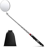 NoCry Telescoping Inspection Mirror: 3.23in 360° Swivel Head, 30in Extendable, Non-Slip Handle & 2-in-1 Pouch for Mechanics