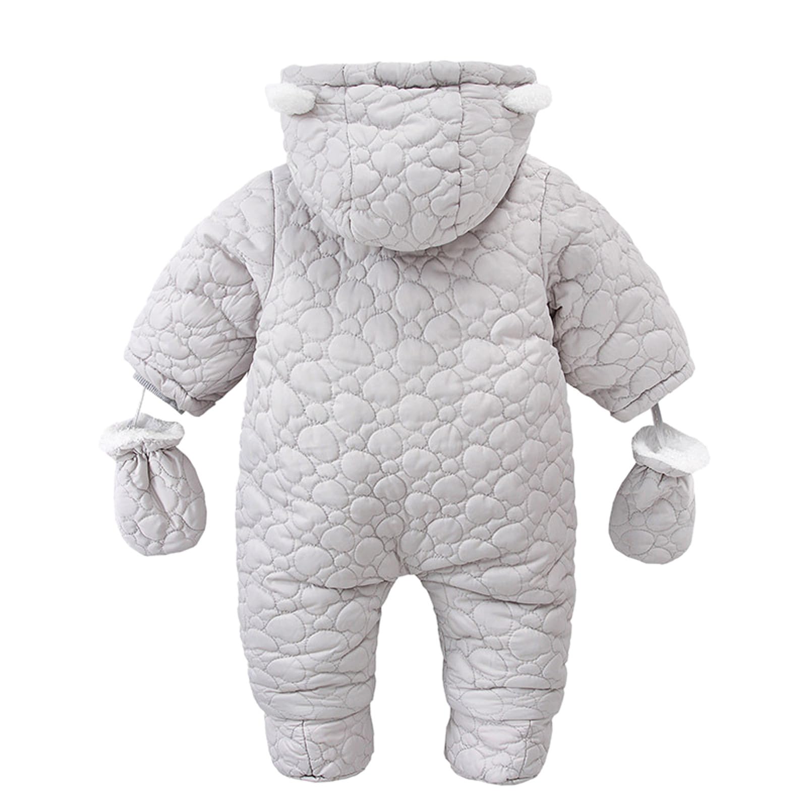 Generisch Traje de nieve para niña con orejas de oso cálido pelele para bebé, ropa de abrigo, chaqueta con capucha, conjunto de guantes