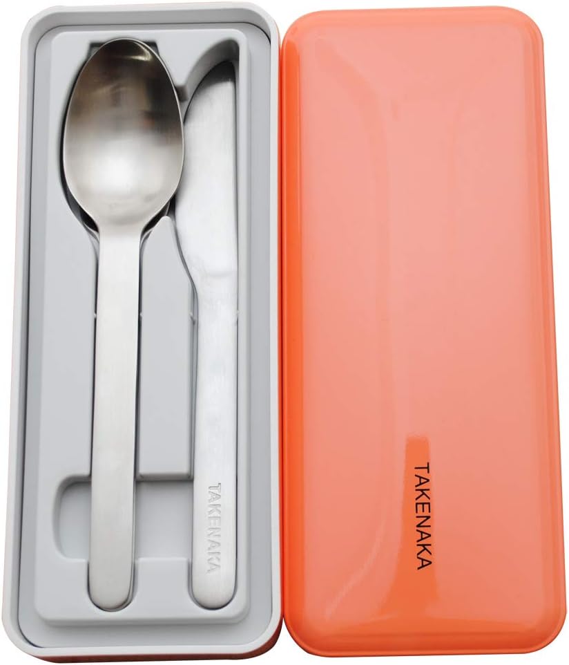 CUTLERY CASE A set of Fork, Knife, and Spoon, Eco-Friendly Lunch Accessory, Made in Japan, Takenaka Bento Box (Tangerine Orange)