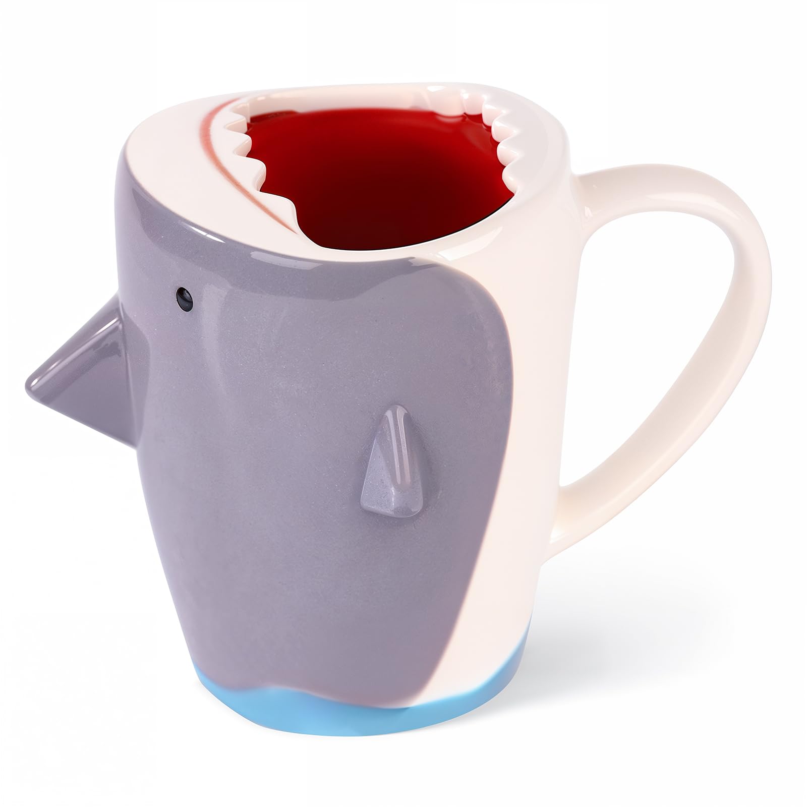 Glazery 13.5 oz Funny 3D Shark Ceramic Coffee Mug, Cute Gray ...