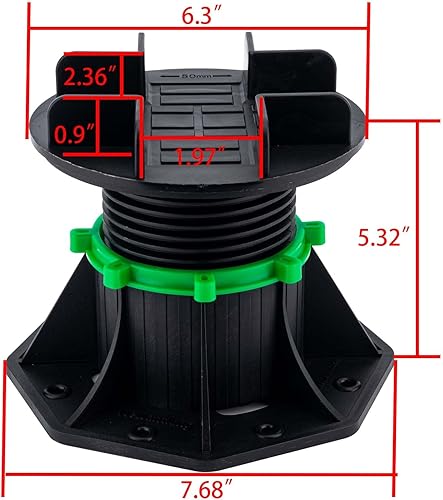 Miniatura 2 de PHLKJL Pavimentadora de pedestal de plástico ajustable,Suelo de soporte de pizarra de piso de elevación,Elevación de piso de soporte de cubierta