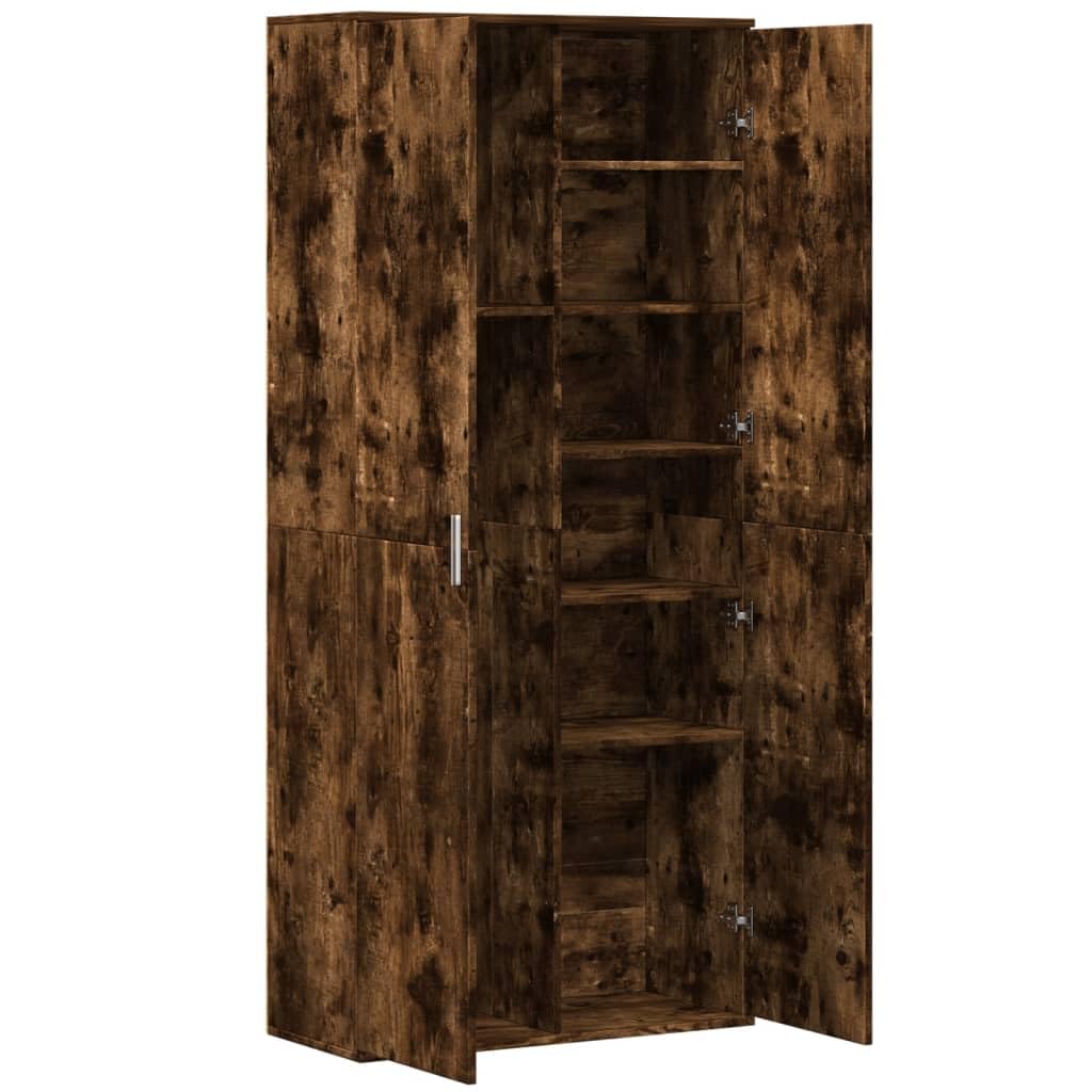 Scaffale alto in legno di rovere affumicato, 80 x 35 x 180 cm, con molto spazio per soggiorno, camera da letto, ufficio e corridoio, chiudibile con porta, ideale per riporre ordine, documenti