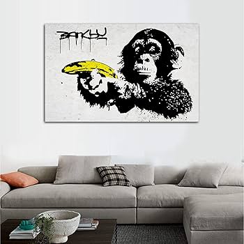 Amazon.co.jp: バンクシー アートパネル ポスターゴリラがバナナ