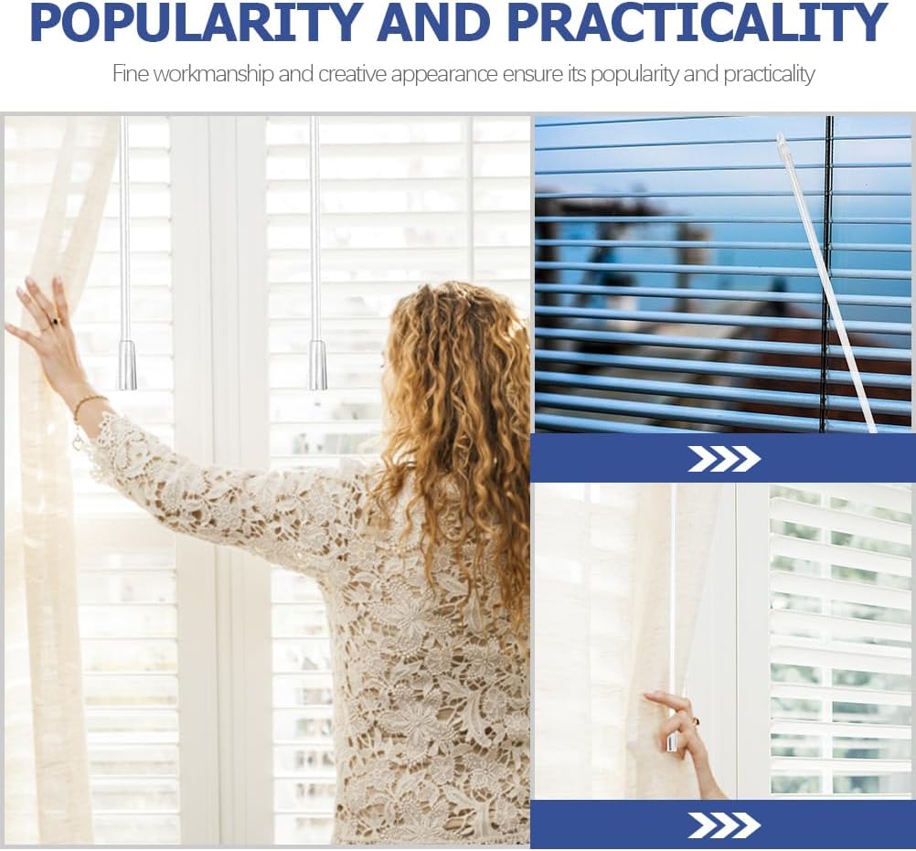 PRETYZOOM 24 Inch Vertical Blinds Wand Replacement Set - 8 Clear Plastic Blind Wands with Hooks and Grip Handles for Window Vertical Blinds Control