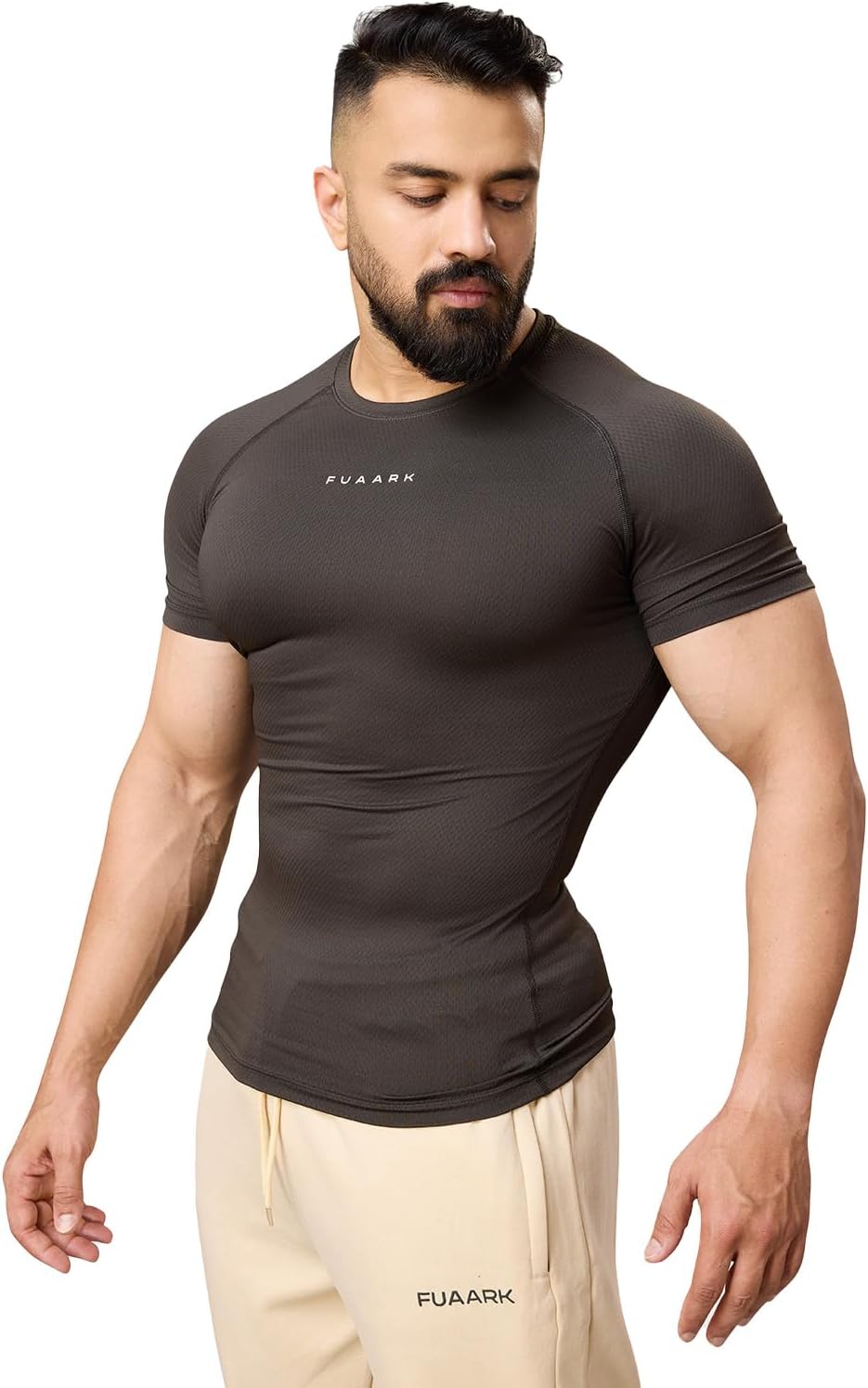 FUAARKMen's Elite Compression Half Sleeves Dry Fit T-Shirts for High Performance in Gym and Sports Activity